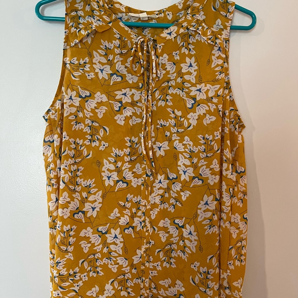 Floral Sleeveless Top in Mustard Yellow